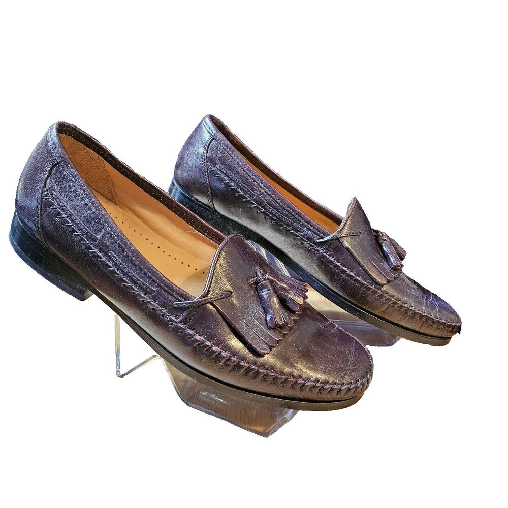 Stafford Mens Brown Leather Kiltie Tassel Slip On Loafers Stafford Size 9 D